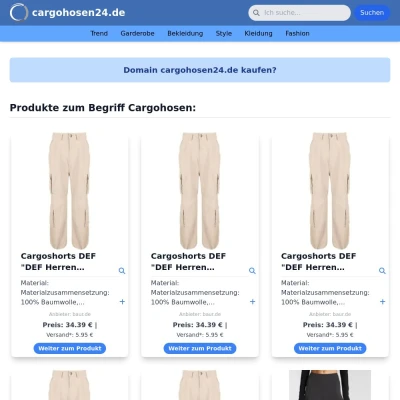 Screenshot cargohosen24.de