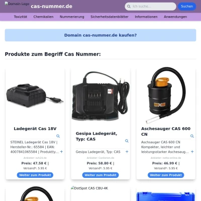 Screenshot cas-nummer.de
