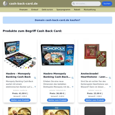 Screenshot cash-back-card.de