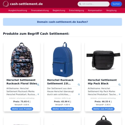 Screenshot cash-settlement.de