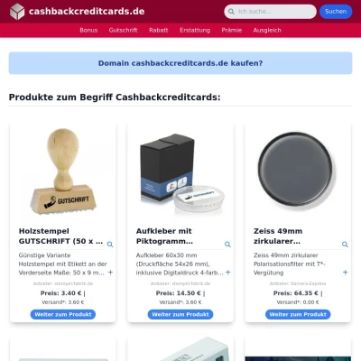 Screenshot cashbackcreditcards.de