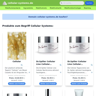 Screenshot cellular-systems.de