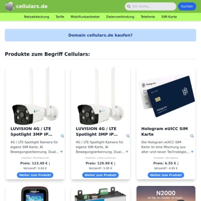 Screenshot cellulars.de