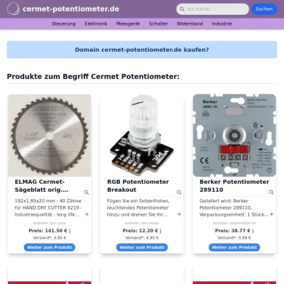 Screenshot cermet-potentiometer.de