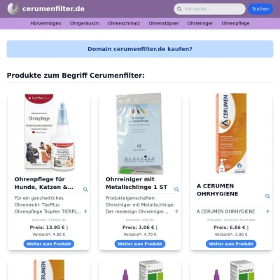 Screenshot cerumenfilter.de