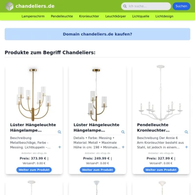 Screenshot chandeliers.de