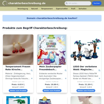 Screenshot charakterbeschreibung.de