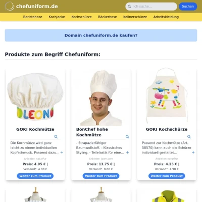 Screenshot chefuniform.de