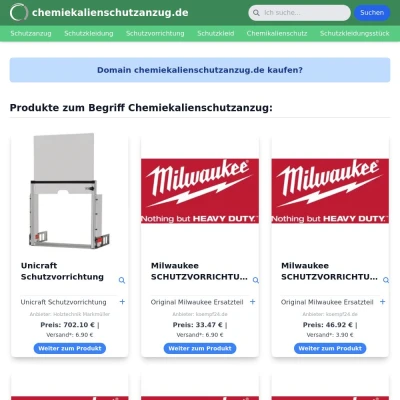 Screenshot chemiekalienschutzanzug.de