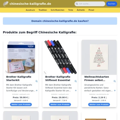 Screenshot chinesische-kalligrafie.de