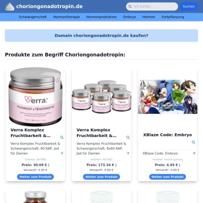 Screenshot choriongonadotropin.de