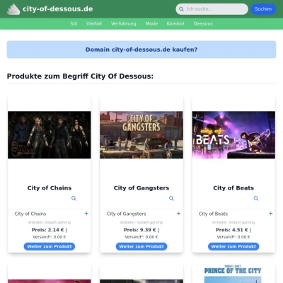 Screenshot city-of-dessous.de