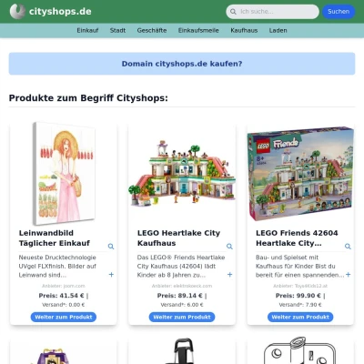 Screenshot cityshops.de