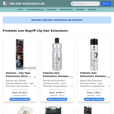 Screenshot clip-hair-extensions.de