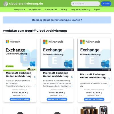 Screenshot cloud-archivierung.de