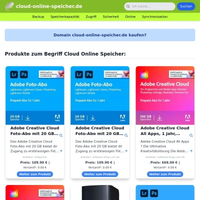 Screenshot cloud-online-speicher.de