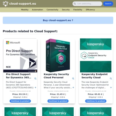 Screenshot cloud-support.eu
