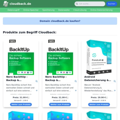 Screenshot cloudback.de