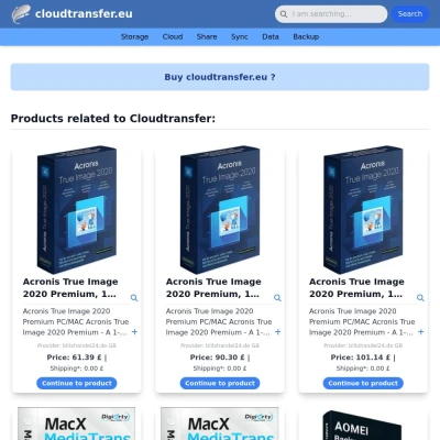 Screenshot cloudtransfer.eu