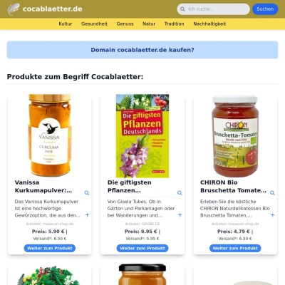 Screenshot cocablaetter.de