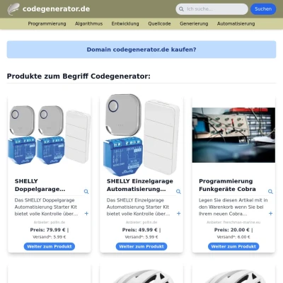 Screenshot codegenerator.de