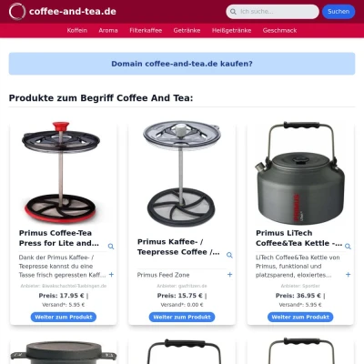 Screenshot coffee-and-tea.de