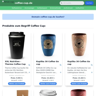 Screenshot coffee-cup.de