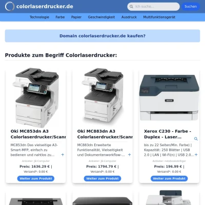 Screenshot colorlaserdrucker.de