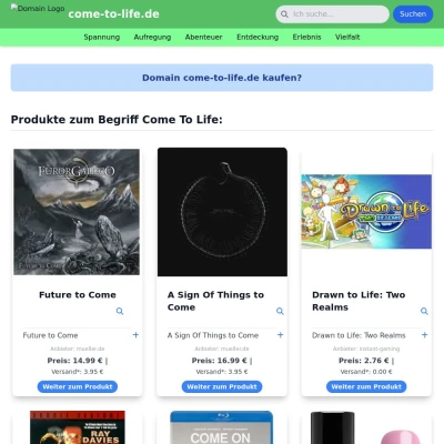 Screenshot come-to-life.de