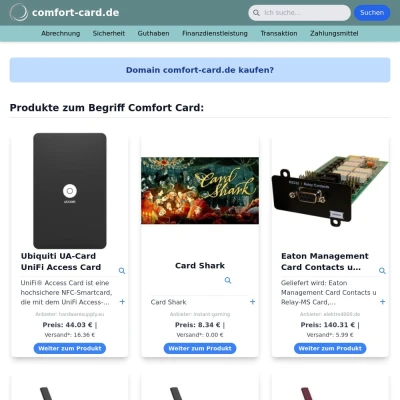 Screenshot comfort-card.de