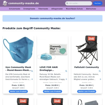 Screenshot community-maske.de