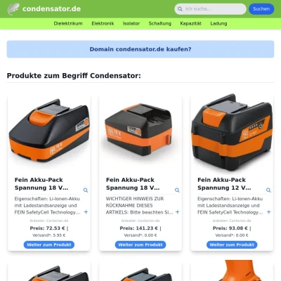 Screenshot condensator.de