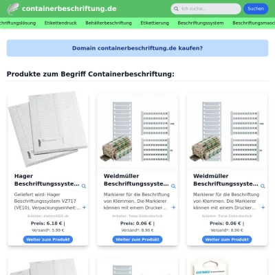 Screenshot containerbeschriftung.de