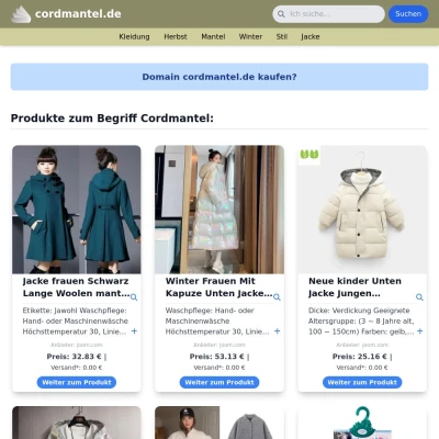 Screenshot cordmantel.de