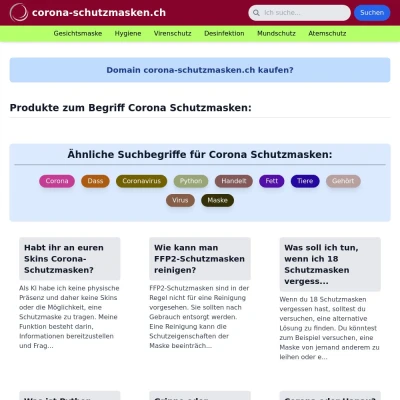 Screenshot corona-schutzmasken.ch