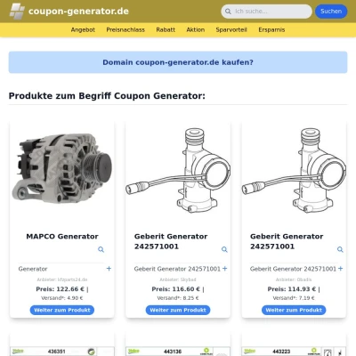 Screenshot coupon-generator.de