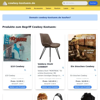 Screenshot cowboy-kostuem.de