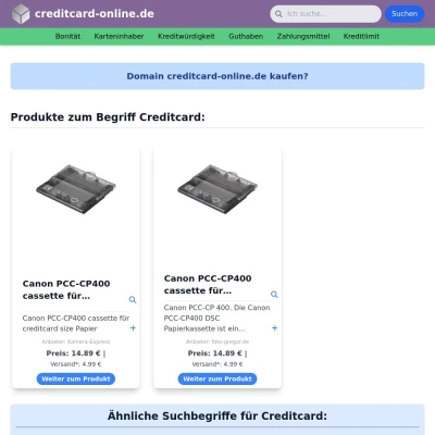 Screenshot creditcard-online.de