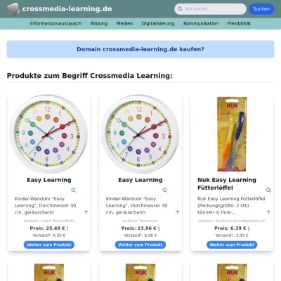 Screenshot crossmedia-learning.de