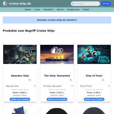 Screenshot cruise-ship.de