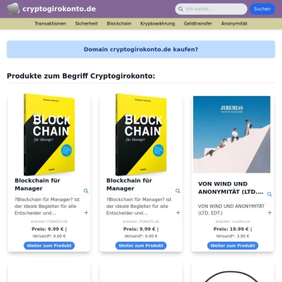 Screenshot cryptogirokonto.de