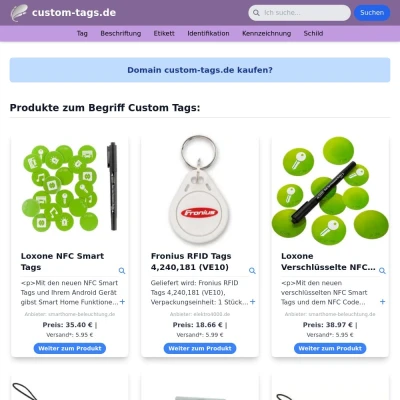 Screenshot custom-tags.de