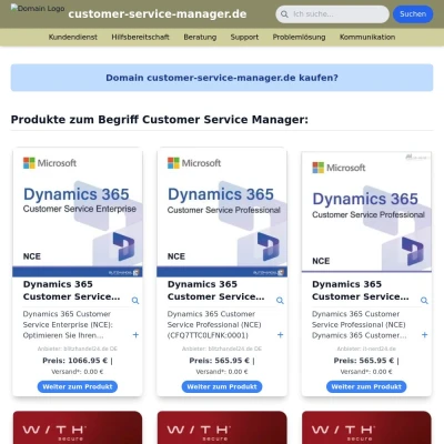 Screenshot customer-service-manager.de