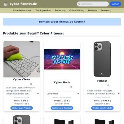 Screenshot cyber-fitness.de