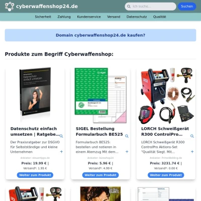 Screenshot cyberwaffenshop24.de