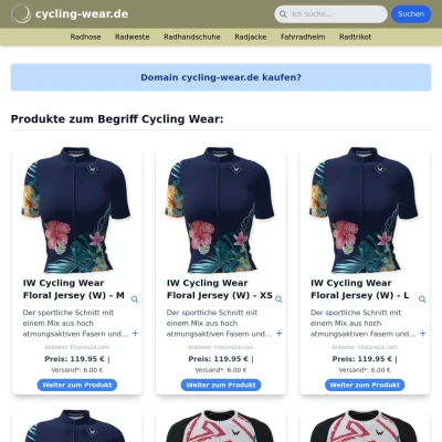 Screenshot cycling-wear.de