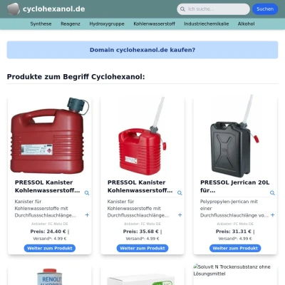 Screenshot cyclohexanol.de