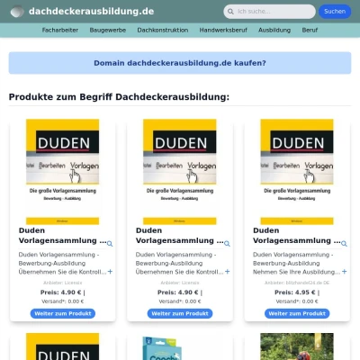 Screenshot dachdeckerausbildung.de