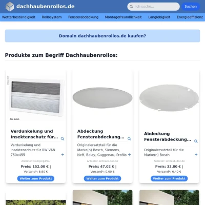 Screenshot dachhaubenrollos.de
