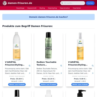 Screenshot damen-frisuren.de